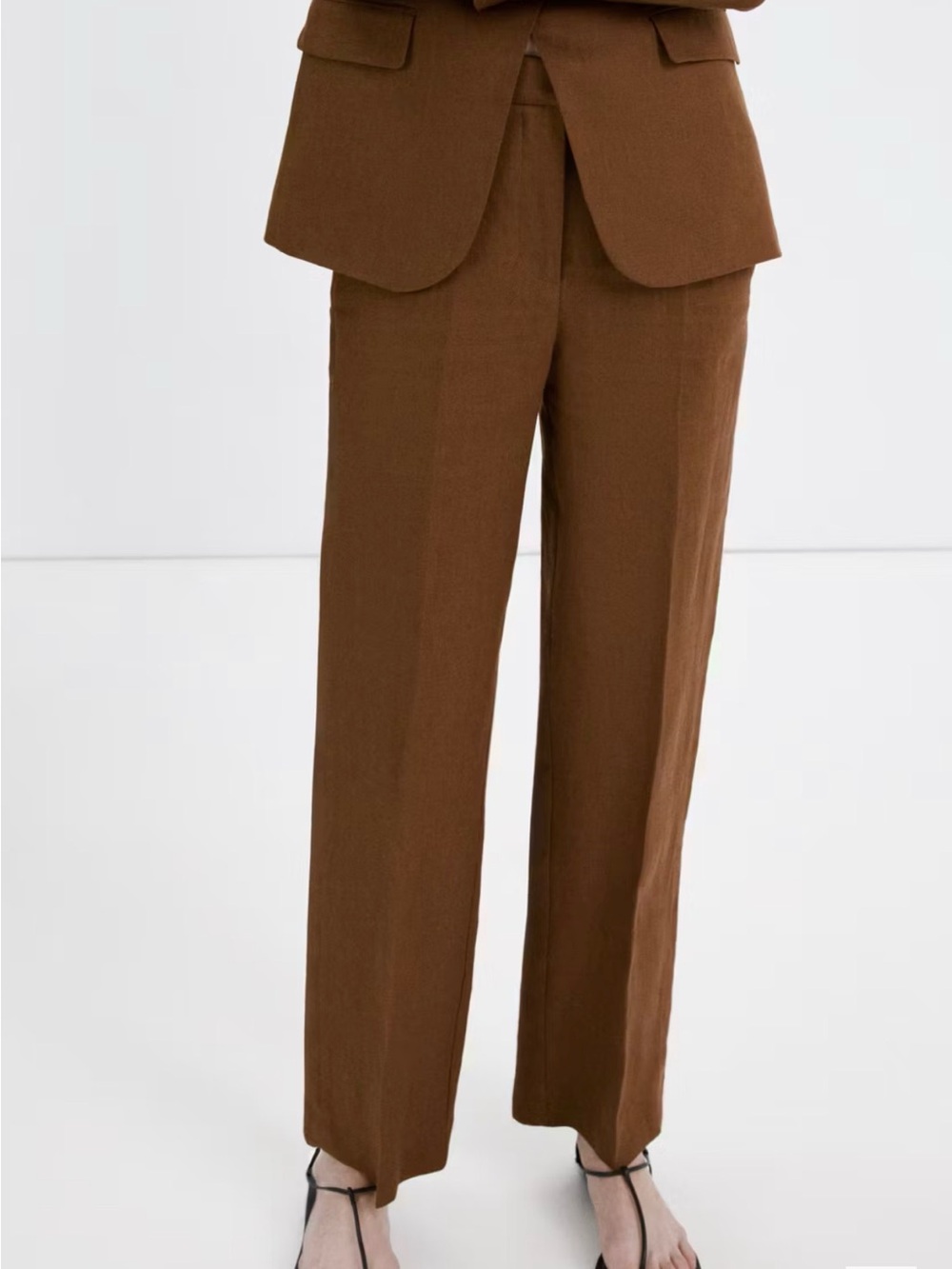 NWT Mango Linen Tailored Wide-Leg Women's Trousers